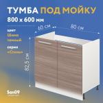 Тумба-подстолье с нижней полочкой, под кухонную мойку «Стиль» 800*600*820 (ясень шимо темный) - Изображение 4