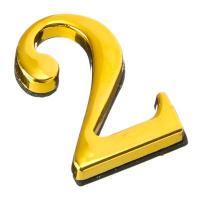 Номер дверной "2" 45x28 мм, металл, цвет золото