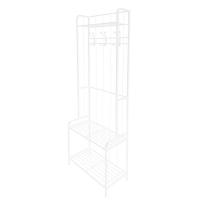 Прихожая металлическая, 3 полки, 12 крючков, разборная (белый)