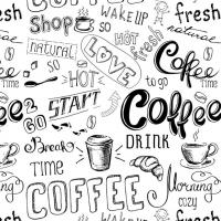 Кухонный фартук (стеновая панель) «Coffee fresh» белый, 3000 мм