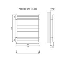 Полотенцесушитель электрический Lemark Poseidon LM42607E П7 500x600, левый/правый