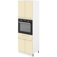 Пенал для кухни под духовку с выдвижным ящиком «MODERN ALTO» 600*585*2130, ваниль глянец
