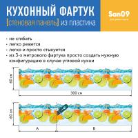 Кухонный фартук (стеновая панель) «Фрукты в воде», 3000 мм