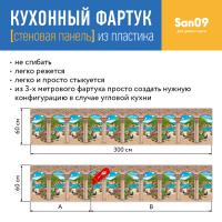 Кухонный фартук (стеновая панель) из пластика «Павлин», 3000 мм