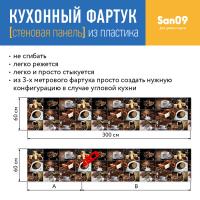 Кухонный фартук (стеновая панель) из пластика «Кофе», 3000 мм