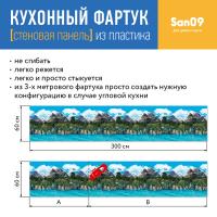 Кухонный фартук (стеновая панель) из пластика «Горы», 600 * 3000 АБС, 3000 мм