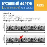 Кухонный фартук (стеновая панель) из пластика «Мегаполис», 3000 мм