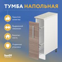 Тумба-шкаф бутылочница с выдвижным механизмом «Стиль» 200*600*845 (ясень шимо темный), столешница мрамор