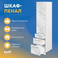 Шкаф-пенал для кухни с 3 выдвижными ящиками «Стиль» 400*585*2130, мрамор