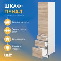 Шкаф-пенал для кухни с 3 выдвижными ящиками «Стиль» 400*585*2130, дуб сонома