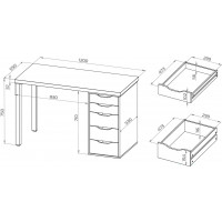 Ингар 1/5Т стол письменный 120x75x55, белый