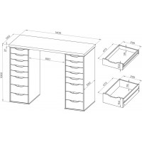 Ингар 2/88 стол письменный 140x106x55, белый