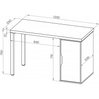 Ингар 1/ДВ/T стол письменный 120x75x55, белый