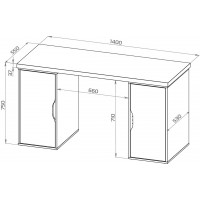 Ингар 2/ДВ/ДВ стол письменный 140x75x55, белый