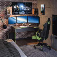 ВАРДИГ К1 стол компьютерный 120x75x82, антрацит/лайм