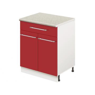 Тумба кухонная напольная со столешницей, с выдвижным ящиком MODERN ALTO 600*600*850 красный глянец - Изображение 1