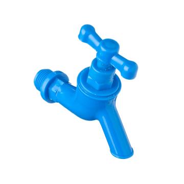 Кран водоразборный синий, Q8035B, дл.корпус и крест.ручка, 1/2", PP пластик - Изображение 1