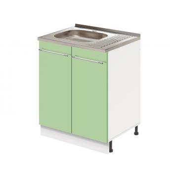 Комплект для кухни: (Тумба-подстолье MODERN ALTO 600*600*820 фисташковый глянец, мойка левосторонняя толщ. 0,6 мм, сифон, крепления) - Изображение 1